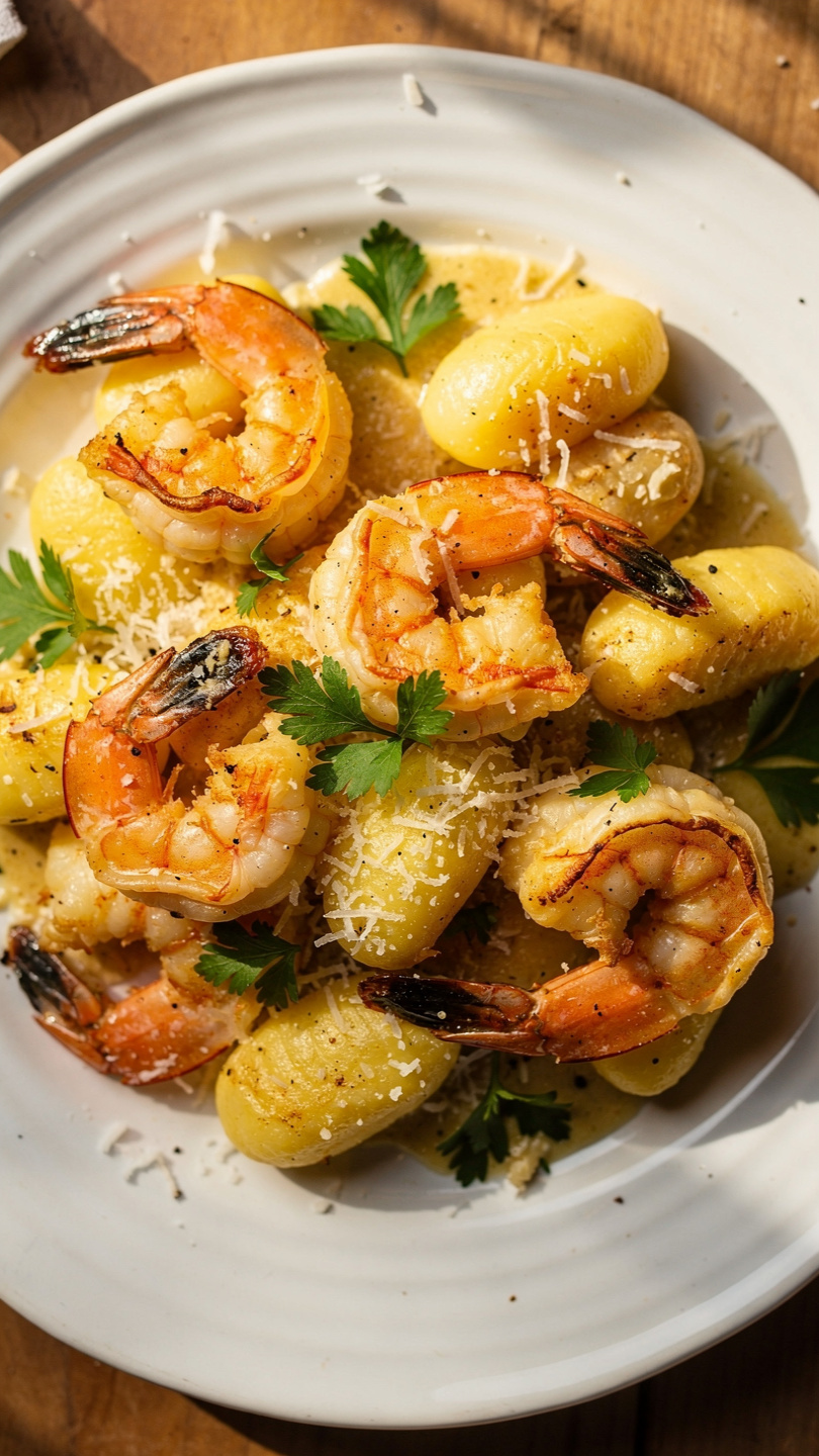 Shrimp and Gnocchi with Garlic Parmesan Cream Sauce